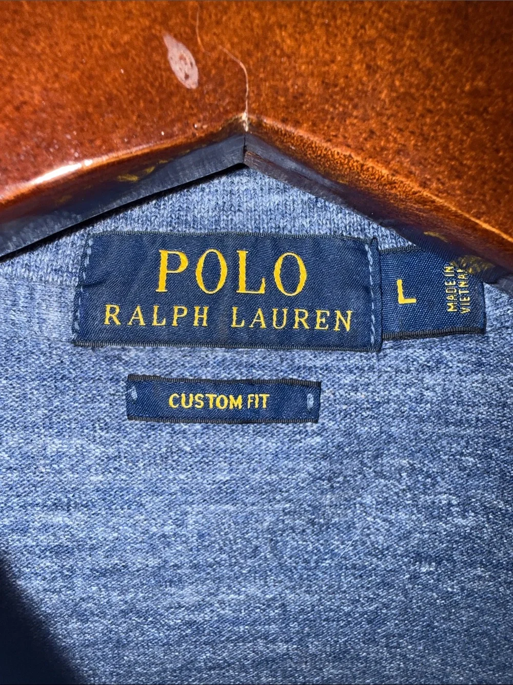 Polo by Ralph Lauren Heathered Blue Polo with Yellow Pony - Picture 2 of 4
